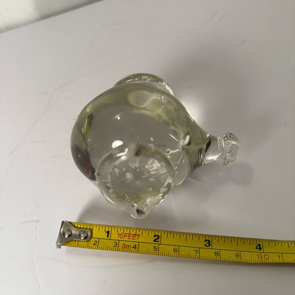 Vintage Small Controlled Bubble Clear Glass Paperweight Pig Head - Picture 7 of 7